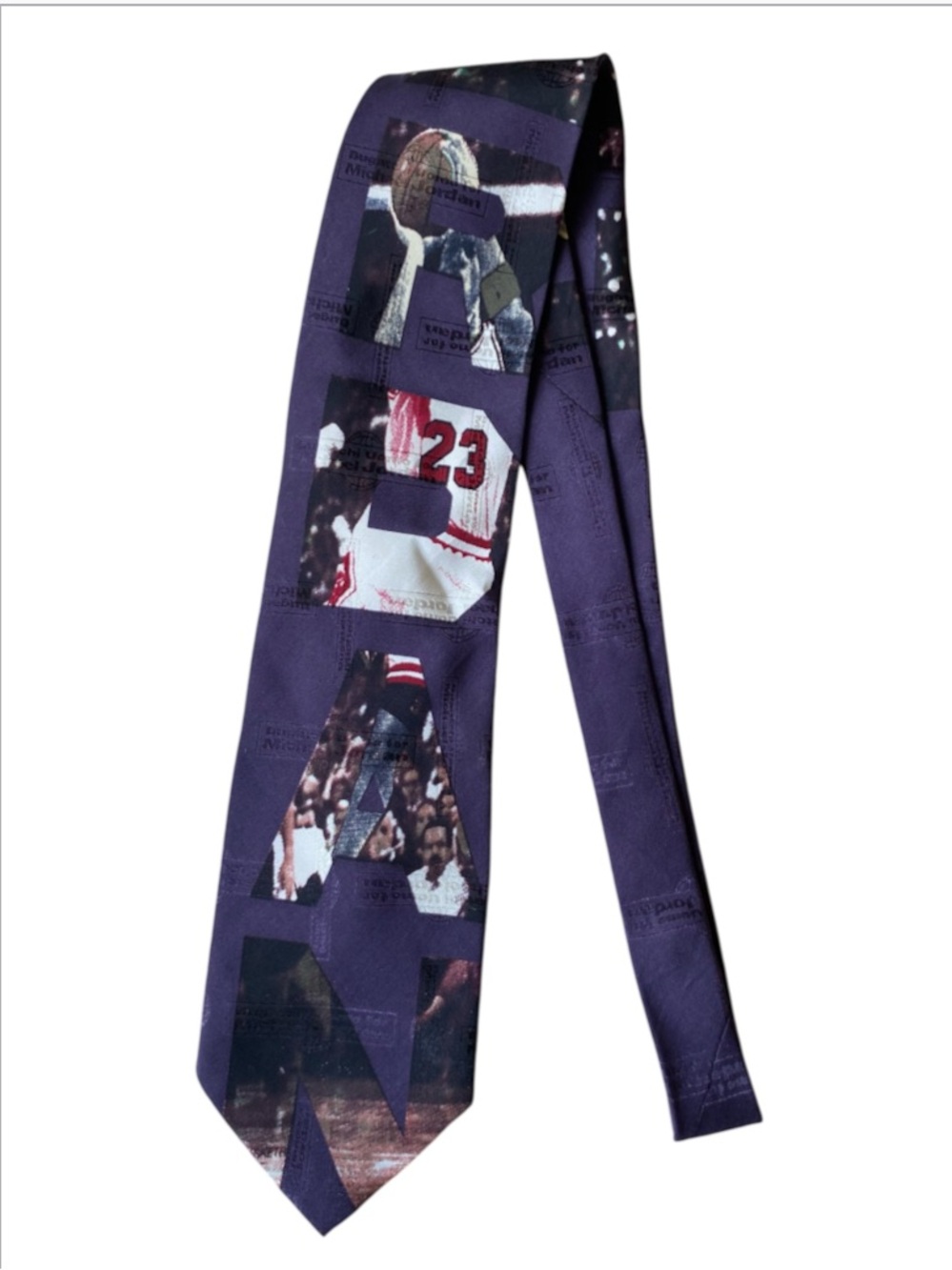 Vintage BUGATCHI UOMO Michael Jordan Signature Photo-Collage Silk Necktie